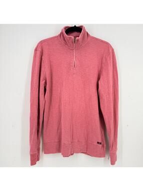 Faherty Brand Mens 1/4 Zip Pullover Shirt Size Mediun Mock Neck Washed Pink